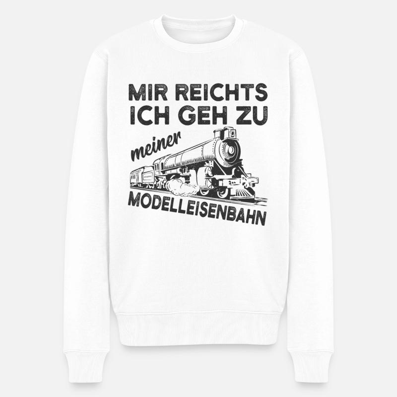 Modelleisenbahn - Männer Premium Bio Pullover - Weiß