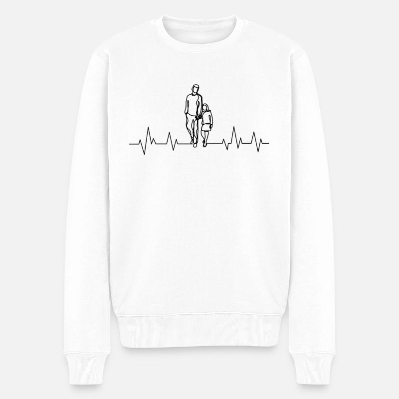 Vater Tochter Herzschlag - Männer Premium Bio Pullover - Weiß