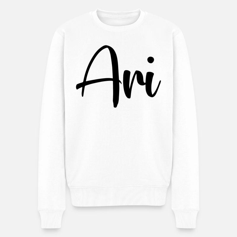 Name - Ari - Männer Premium Bio Pullover - Weiß