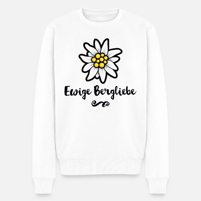 ALPEN EDELWEIS - Männer Premium Bio Pullover - Weiß