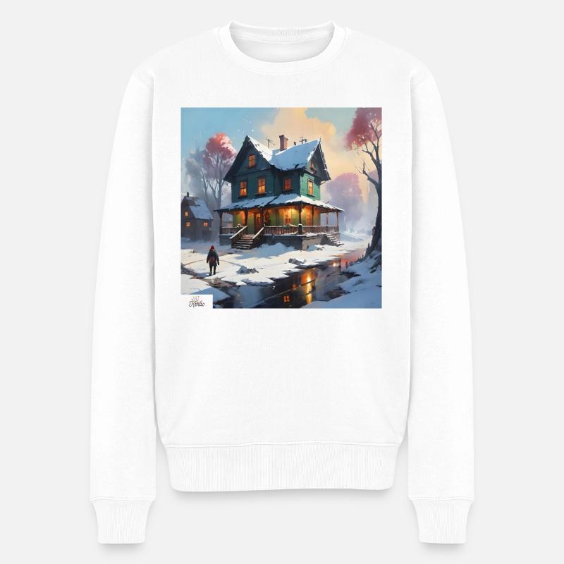 Maison d’hiver calme - Pull Premium bio Homme - blanc