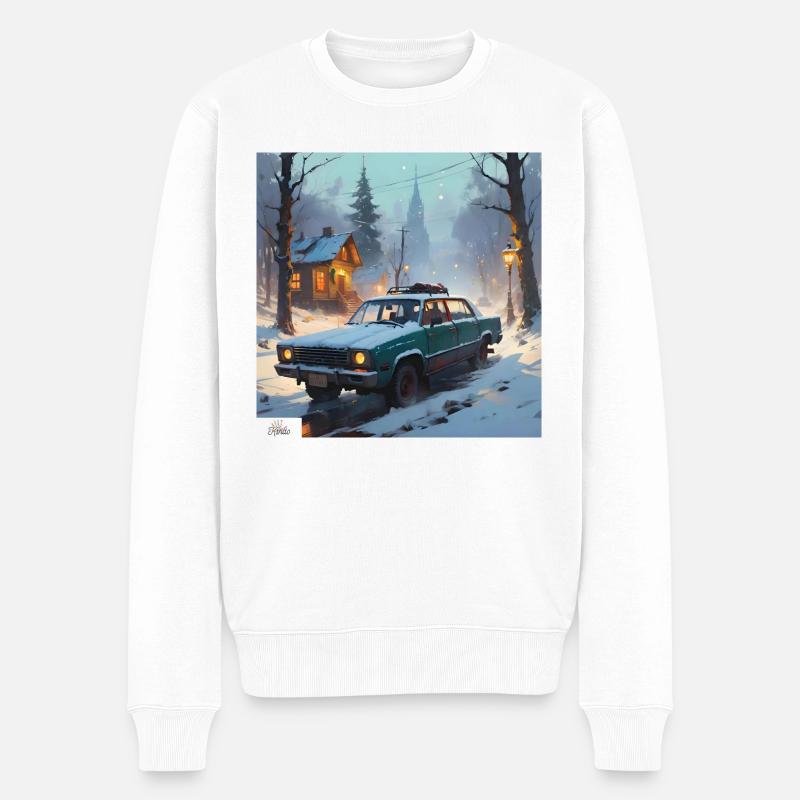 Gemütlicher Winter-Roadtrip - Männer Premium Bio Pullover - Weiß