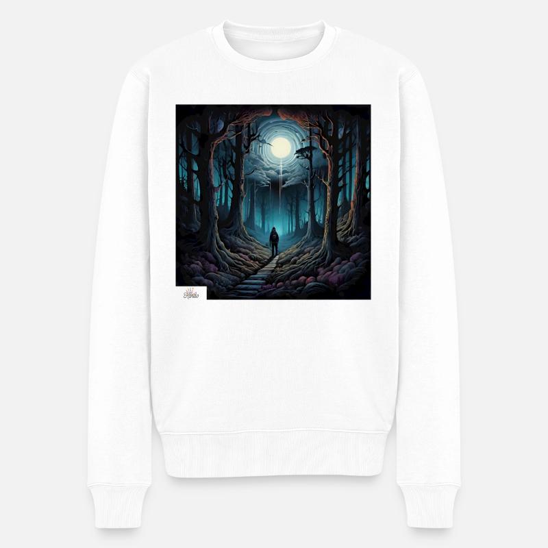 Gruseliger Waldwanderer - Männer Premium Bio Pullover - Weiß