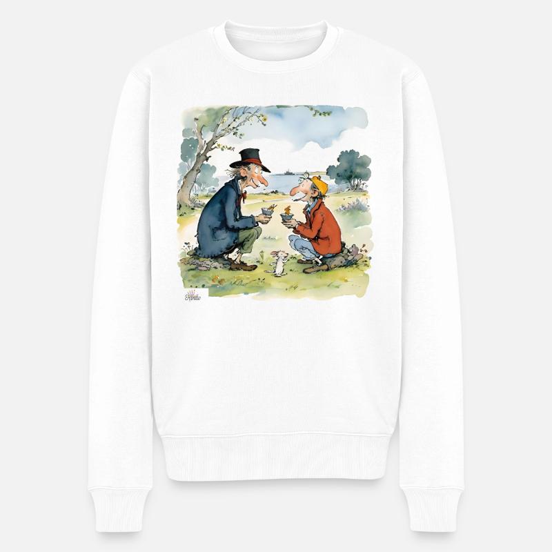 Ältere Freunde zusammen - Männer Premium Bio Pullover - Weiß