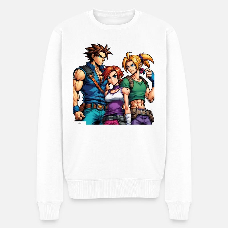 Manga Freunde Trio - Männer Premium Bio Pullover - Weiß