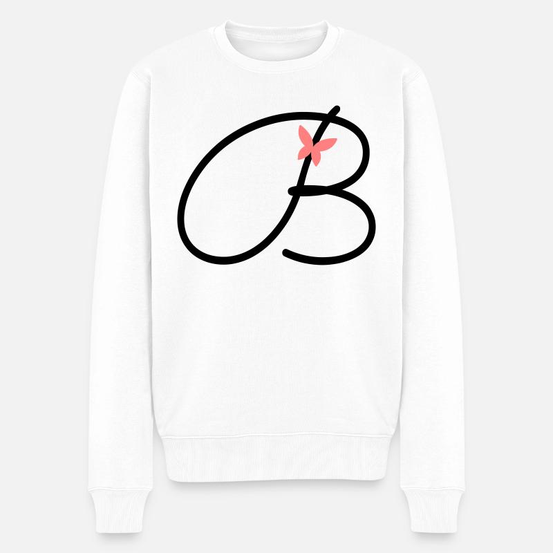 Buchstabe B Anfangsbuchstabe Schmetterling - Männer Premium Bio Pullover - Weiß