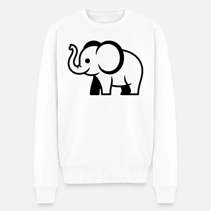Elefant - Männer Premium Bio Pullover - Weiß