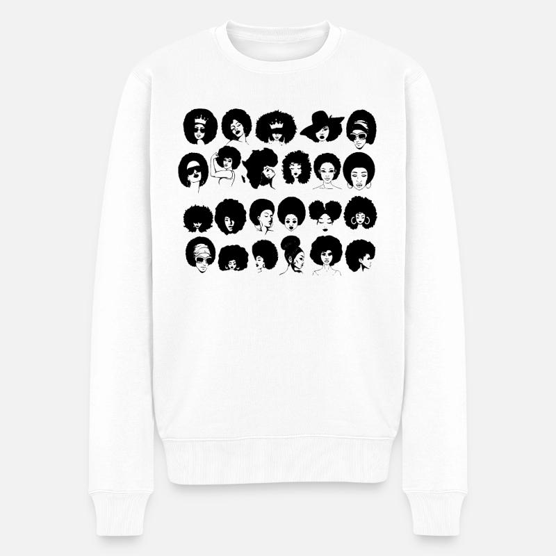 Afro Woman - Männer Premium Bio Pullover - Weiß