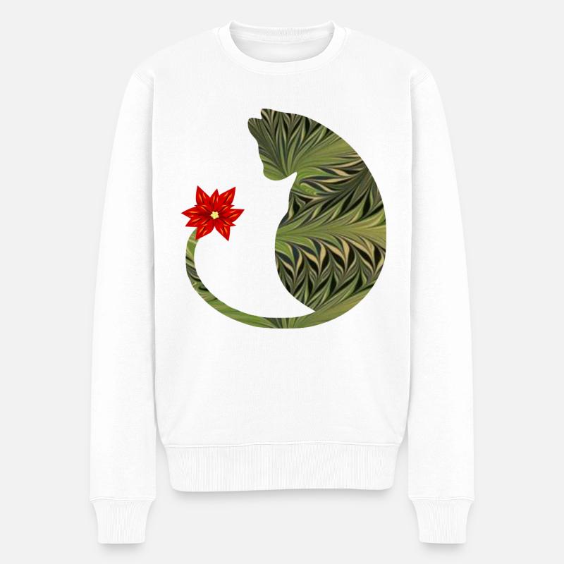 chat avec fleur e 101 - Pull Premium bio Homme - blanc