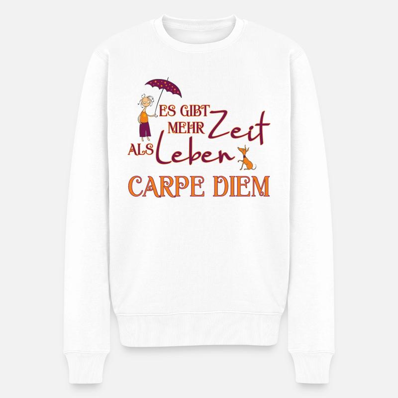 Es gibt mehr Zeit als Leben - CARPE DIEM 1 - Männer Premium Bio Pullover - Weiß