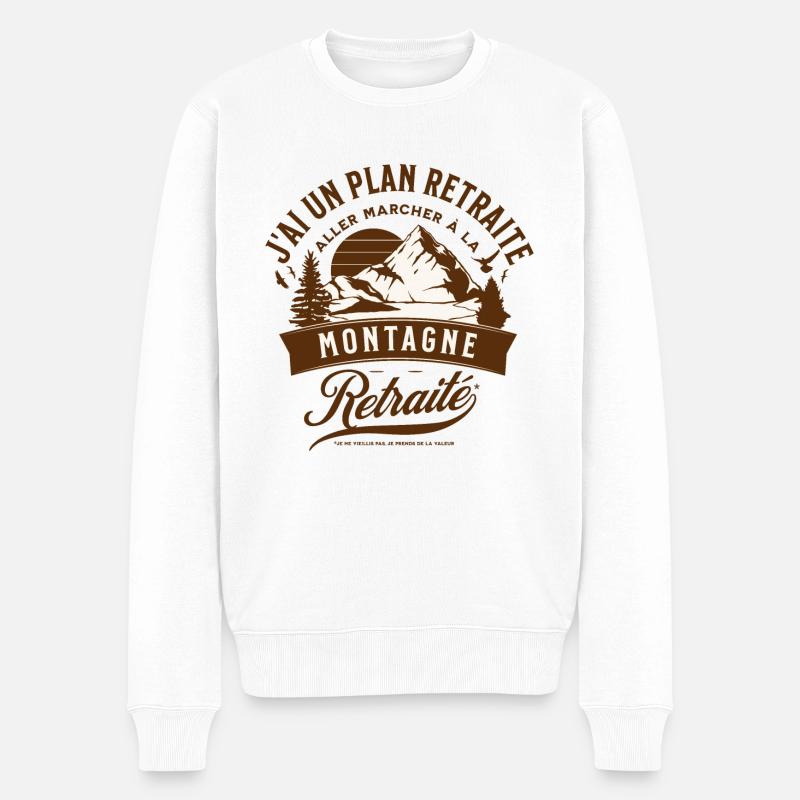 J'ai un plan retraite, aller marcher à la montagne - Pull Premium bio Homme - blanc