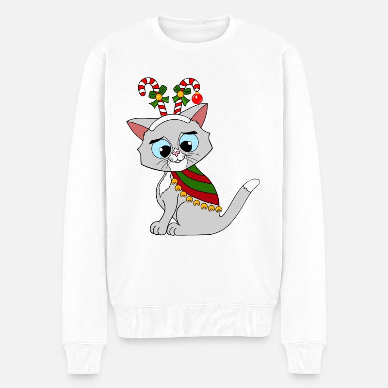 Chat de Noël - Pull Premium bio Homme - blanc
