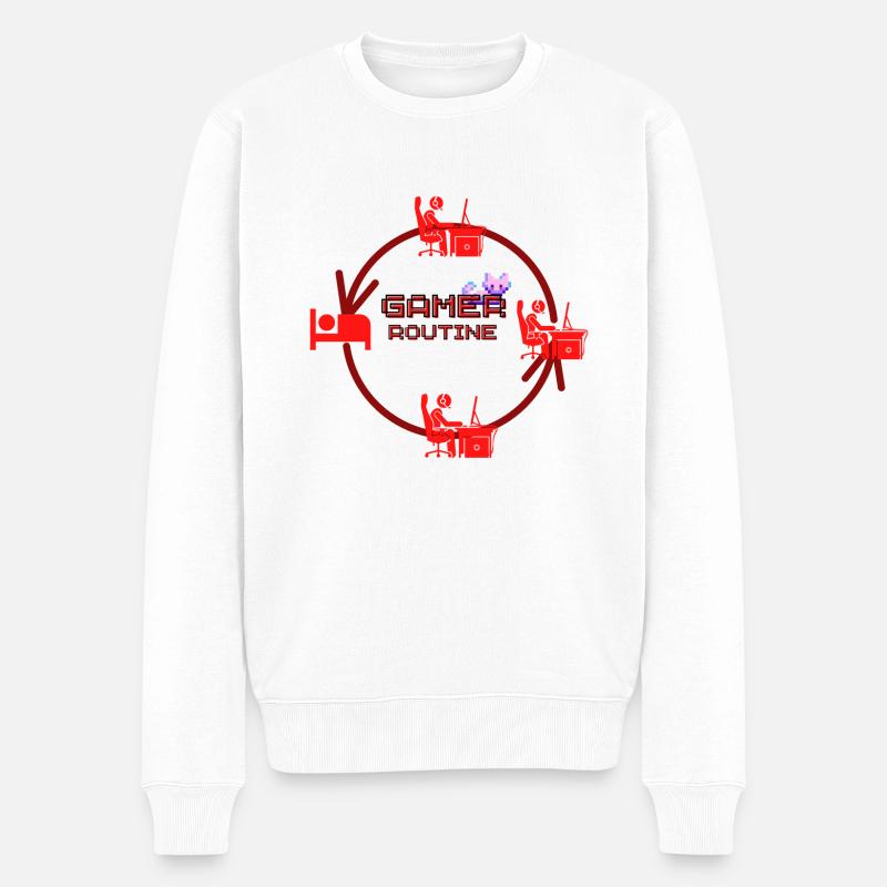 Gamer-Routine - Männer Premium Bio Pullover - Weiß