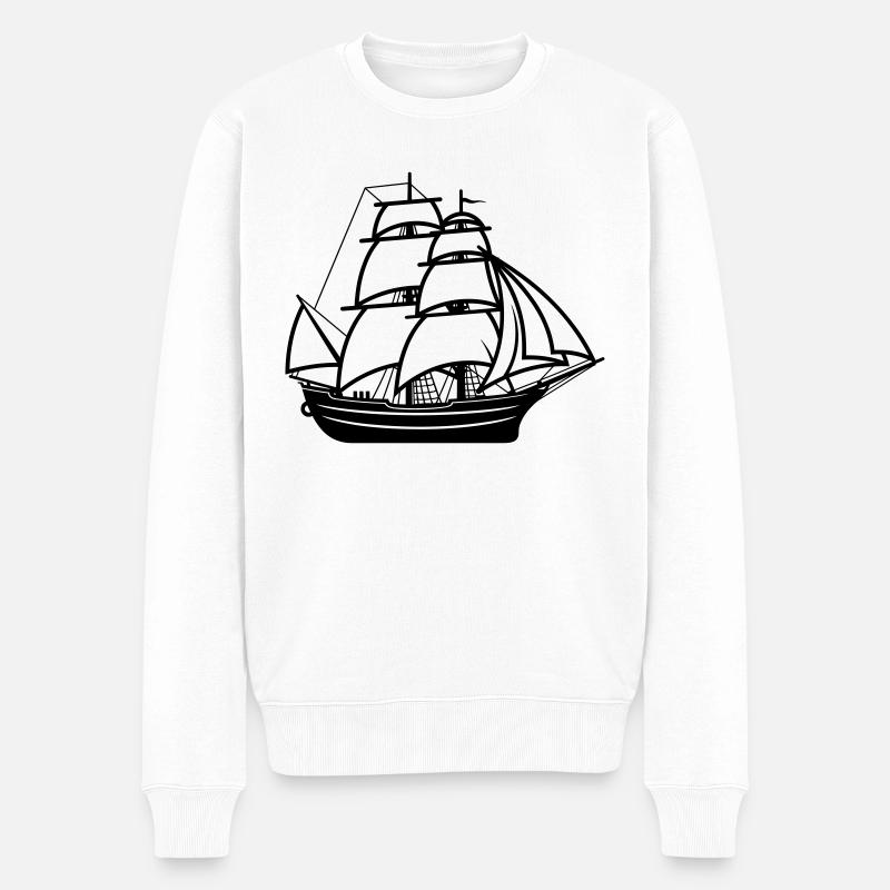 Piratenschiff - Männer Premium Bio Pullover - Weiß