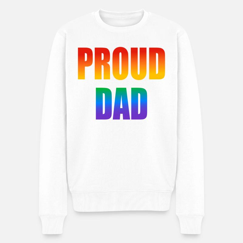 Stolzer Papa schwuler Regenbogen - Männer Premium Bio Pullover - Weiß
