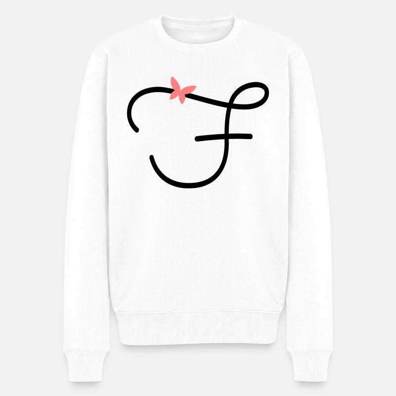 Buchstabe F Schmetterlingsbuchstabe - Männer Premium Bio Pullover - Weiß