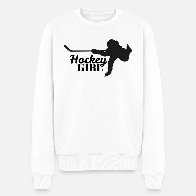 Hockey Mädchen - Männer Premium Bio Pullover - Weiß