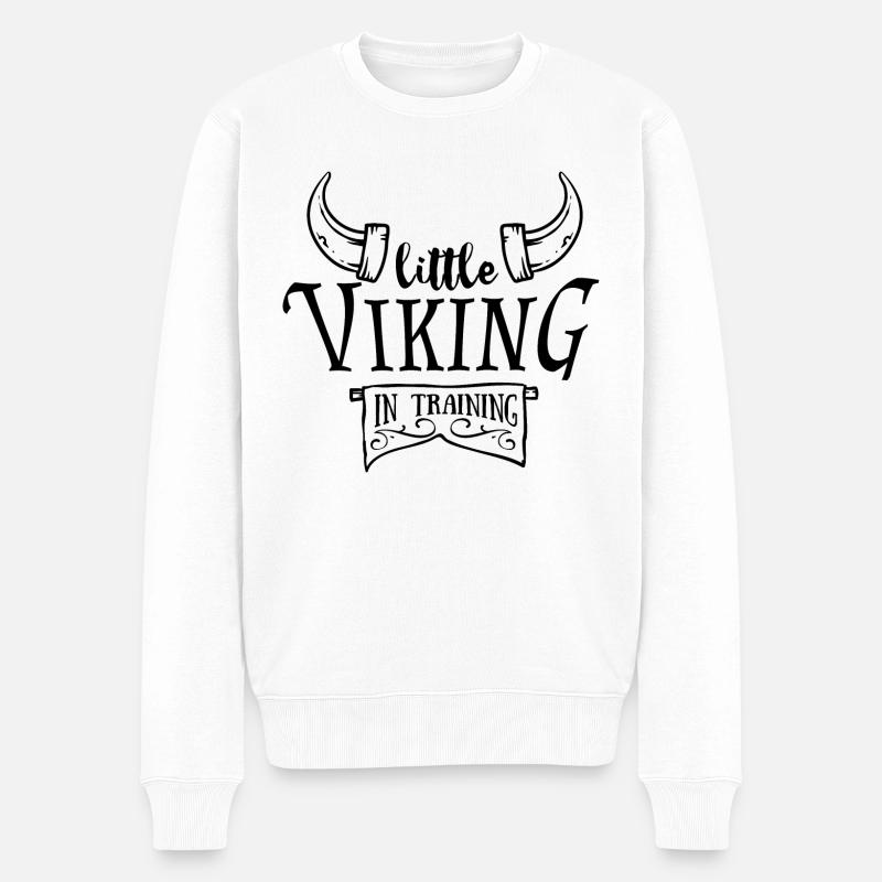 Kleiner Wikinger im Training - Männer Premium Bio Pullover - Weiß