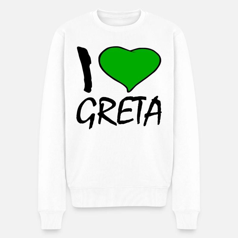 I love greta - Männer Premium Bio Pullover - Weiß