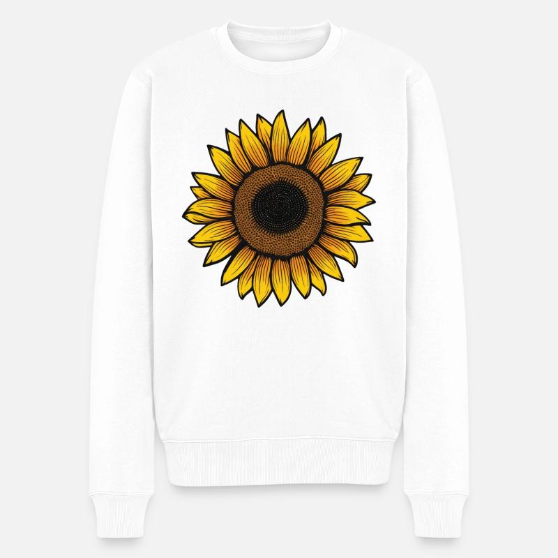 Sonnenblume - Männer Premium Bio Pullover - Weiß