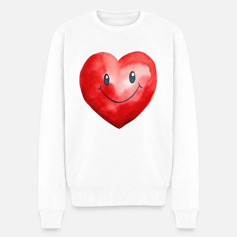 Wasserfarben Herz - Männer Premium Bio Pullover - Weiß