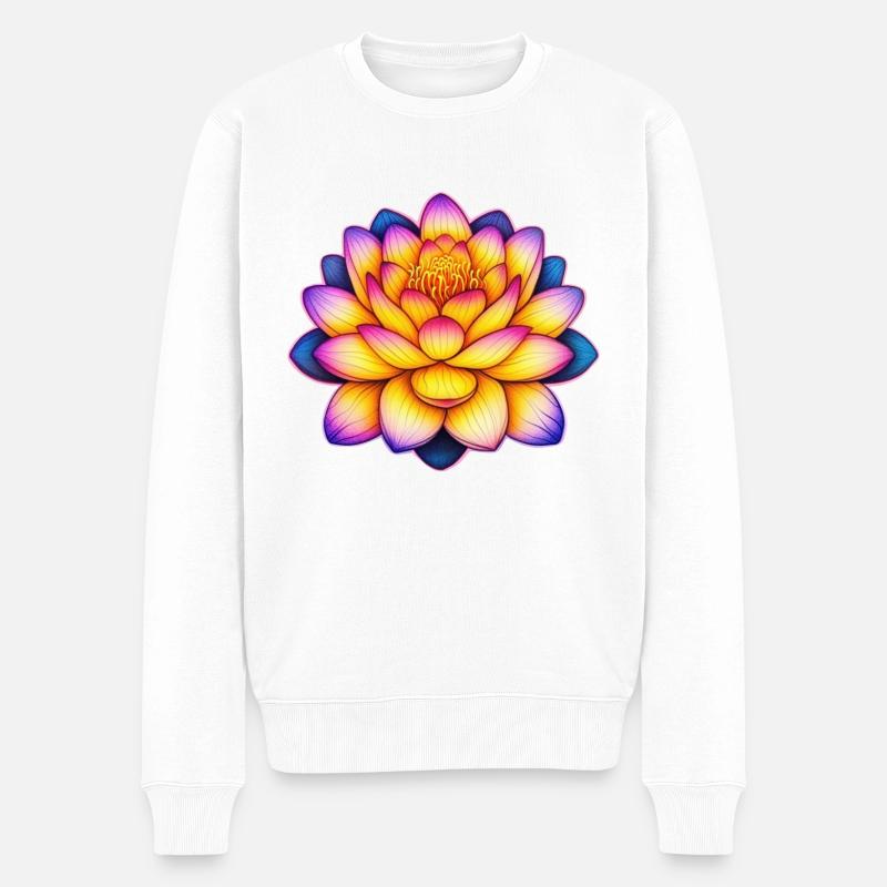Lotus Blume Lotusblüte Lotusblume - Männer Premium Bio Pullover - Weiß