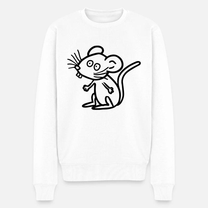 Ratte Maus - Männer Premium Bio Pullover - Weiß