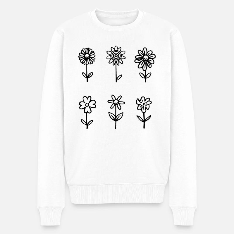Blumen - Männer Premium Bio Pullover - Weiß