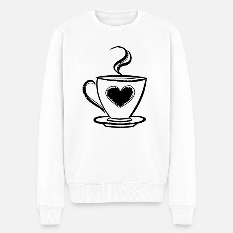 Kaffee - Männer Premium Bio Pullover - Weiß