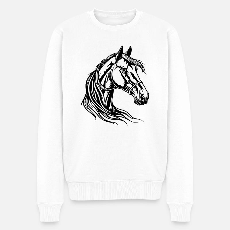 Cheval Tête de cheval - Pull Premium bio Homme - blanc