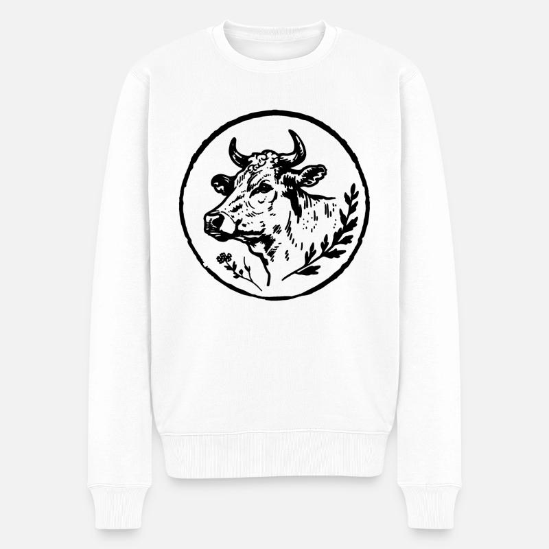 Kuh Kühe - Männer Premium Bio Pullover - Weiß