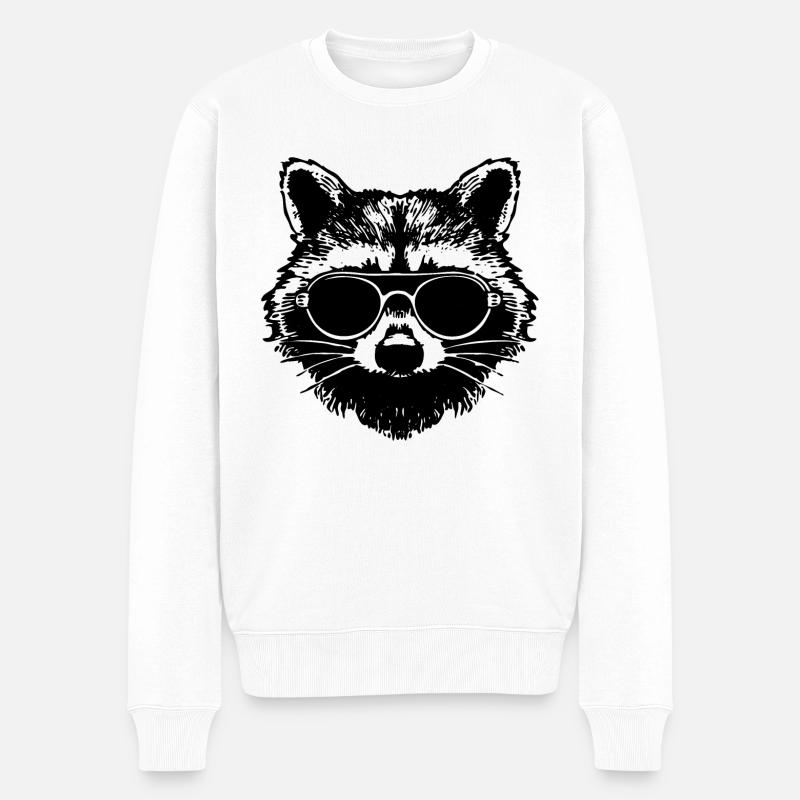 Waschbär - Männer Premium Bio Pullover - Weiß