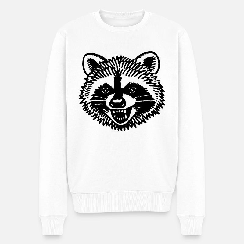 Waschbär - Männer Premium Bio Pullover - Weiß