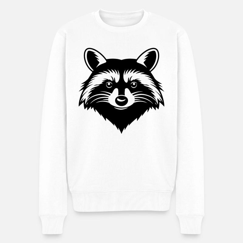 Waschbär - Männer Premium Bio Pullover - Weiß
