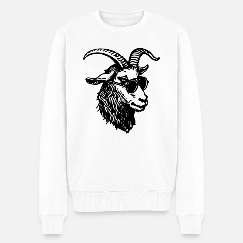 Ziege Steinbock Ziegenbock - Männer Premium Bio Pullover - Weiß
