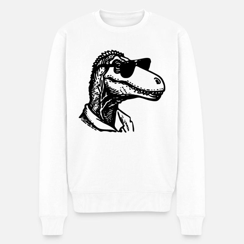 Dino Dinosaurier - Männer Premium Bio Pullover - Weiß