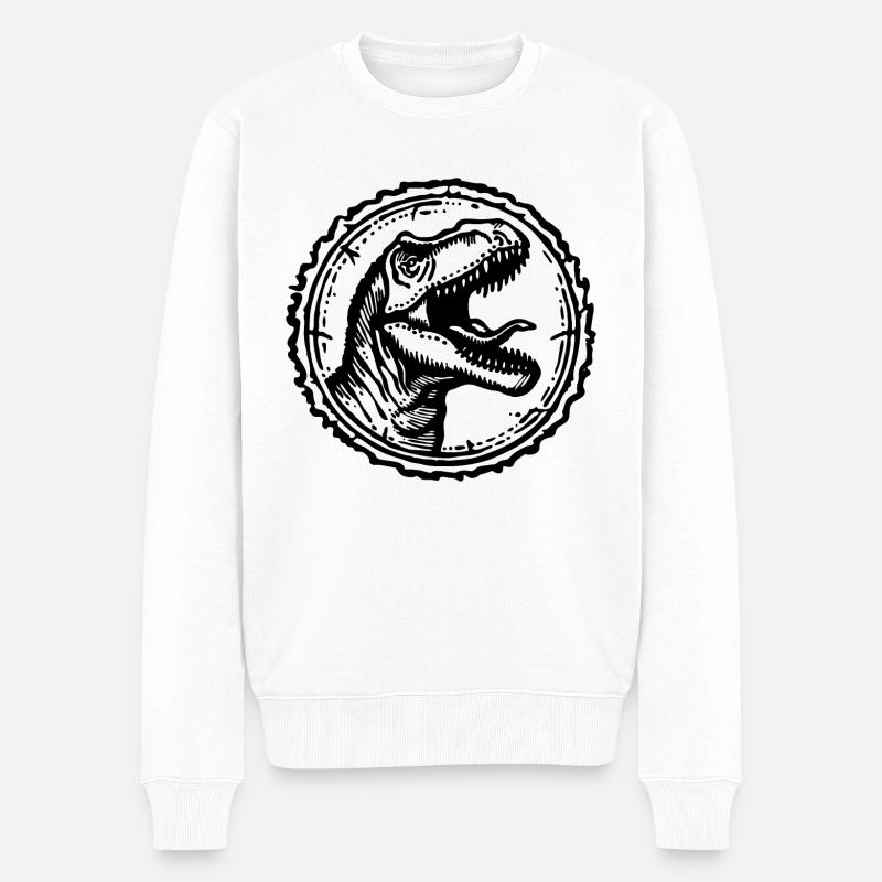 Dino Dinosaurier - Männer Premium Bio Pullover - Weiß