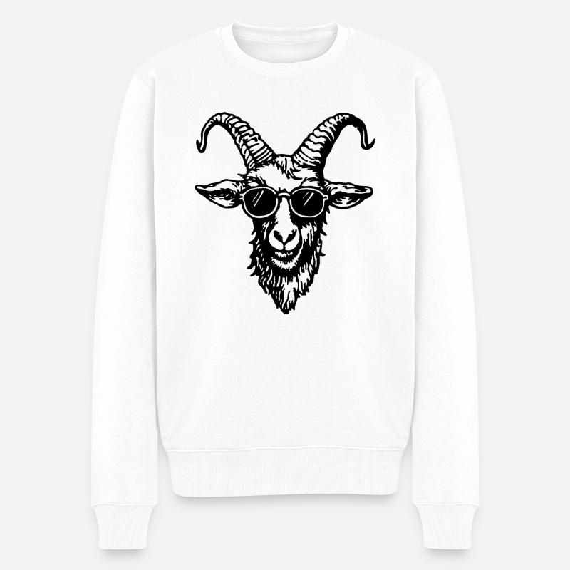Ziege Steinbock Ziegenbock - Männer Premium Bio Pullover - Weiß