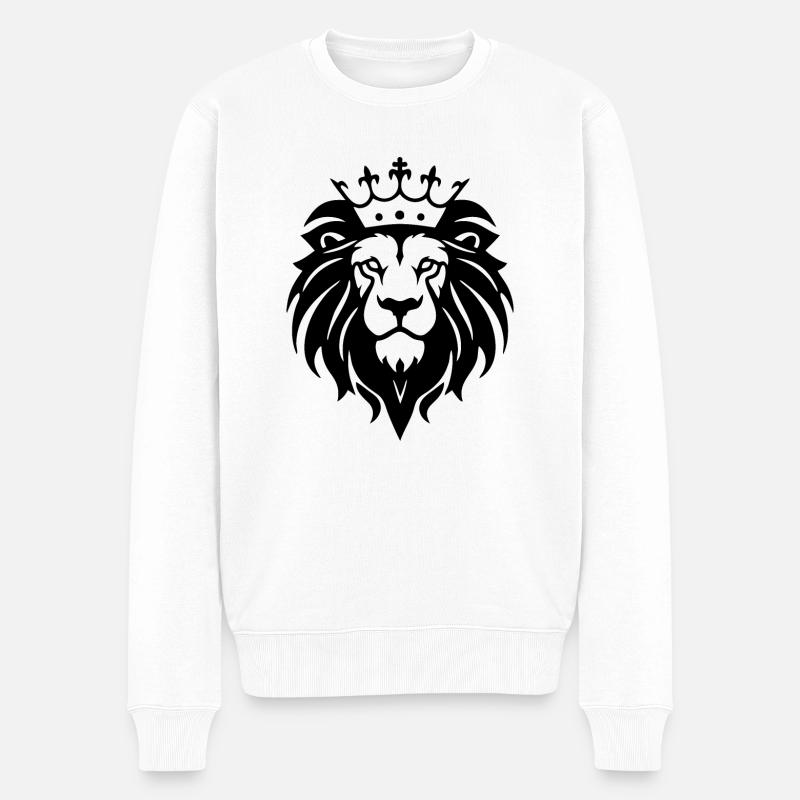 Löwe Löwenkopf - Männer Premium Bio Pullover - Weiß