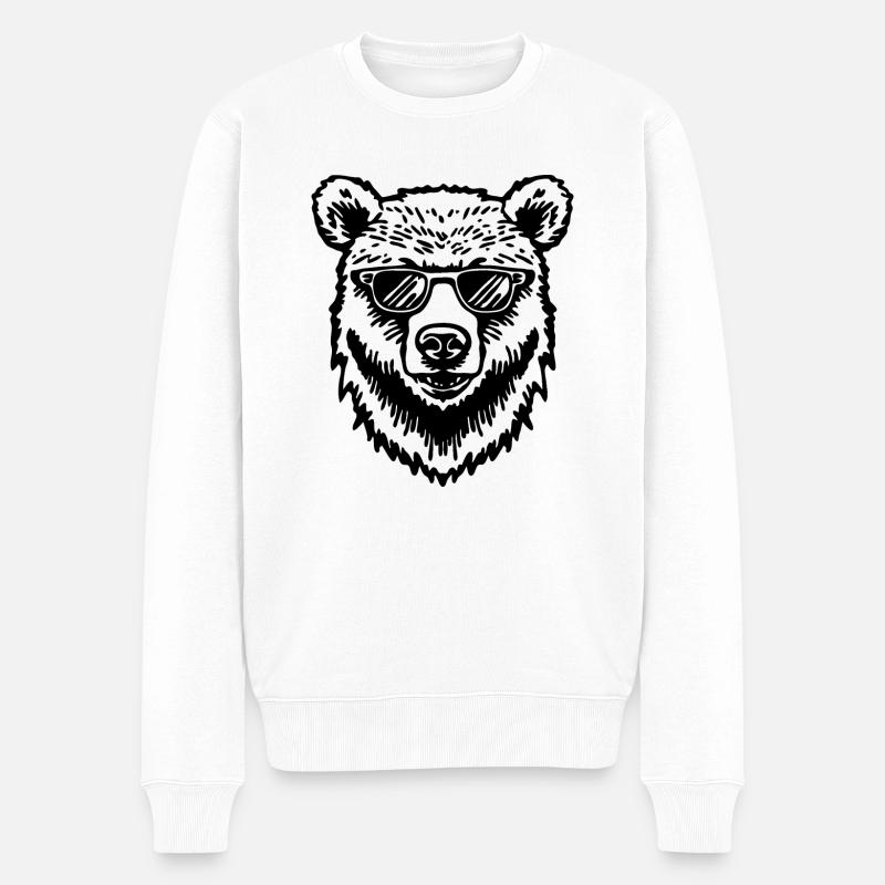 Bär - Männer Premium Bio Pullover - Weiß