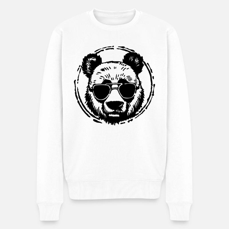 Panda Pandabär - Männer Premium Bio Pullover - Weiß