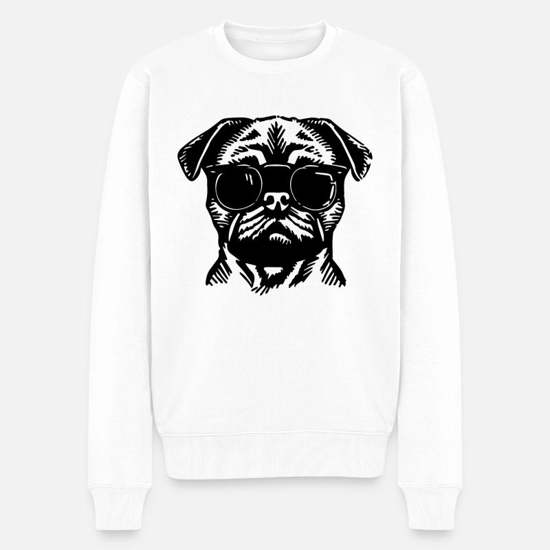 Mops Hund - Männer Premium Bio Pullover - Weiß