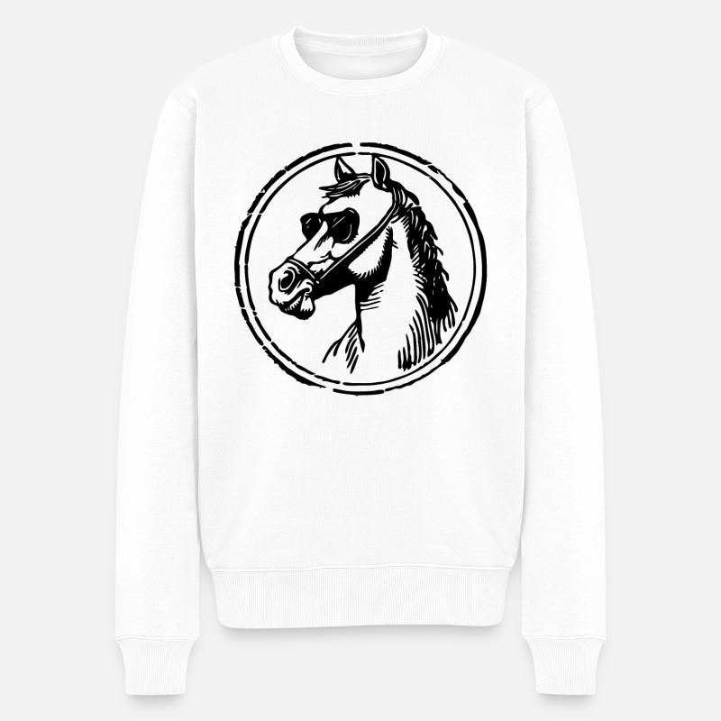 Cheval Chevaux Tête de cheval - Pull Premium bio Homme - blanc
