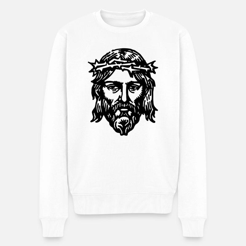 Jesus Christus - Männer Premium Bio Pullover - Weiß