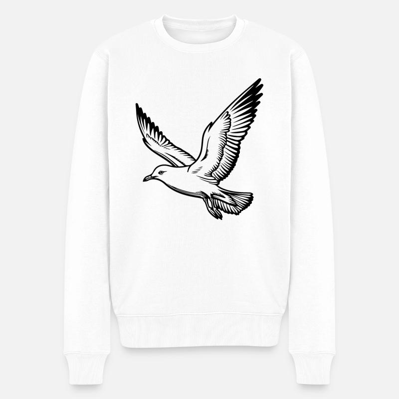 Möwe - Männer Premium Bio Pullover - Weiß