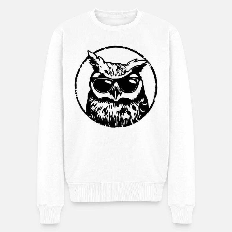 Eule - Männer Premium Bio Pullover - Weiß