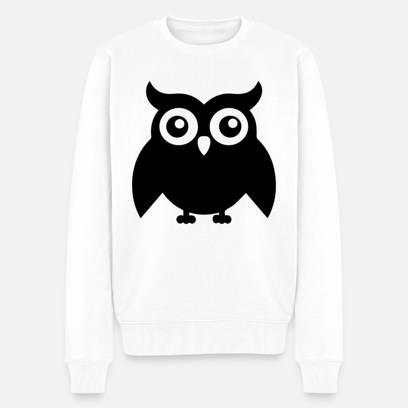 Eule - Männer Premium Bio Pullover - Weiß