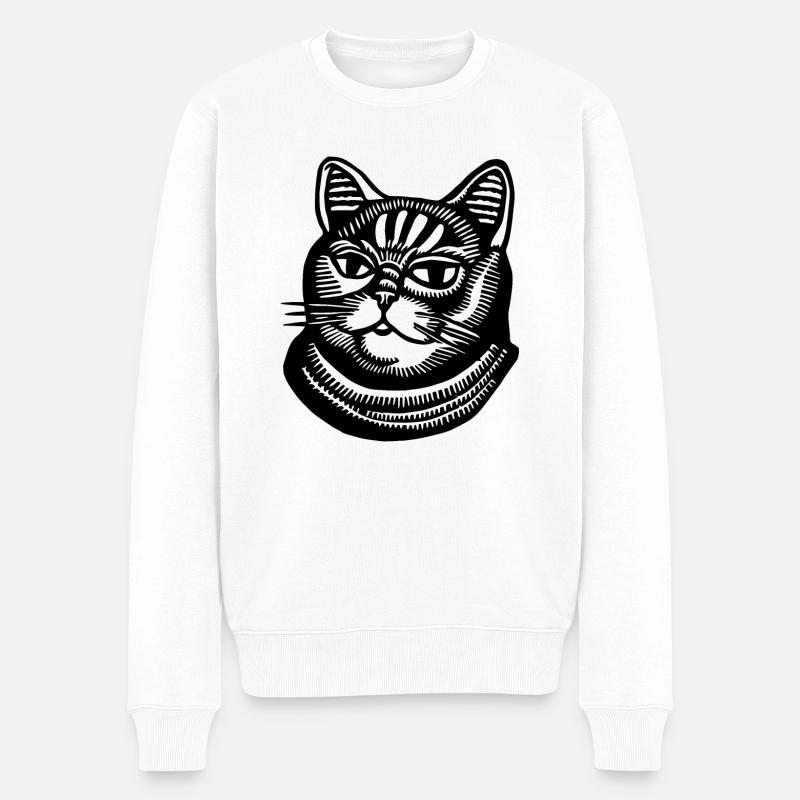 Chat Chats Visage de chat - Pull Premium bio Homme - blanc