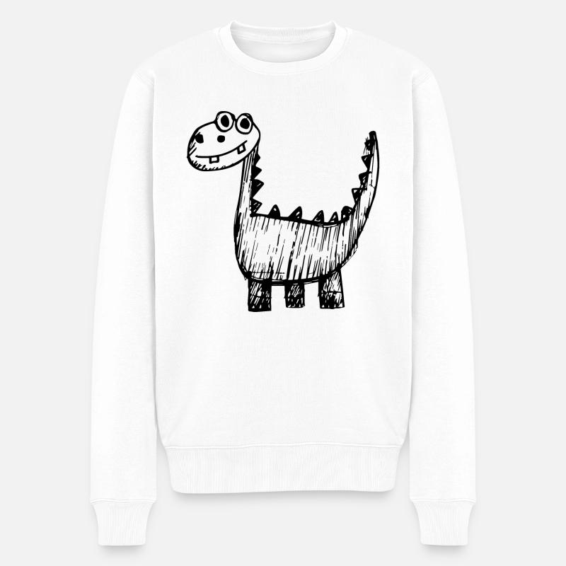 Dinosaurier Dino - Männer Premium Bio Pullover - Weiß