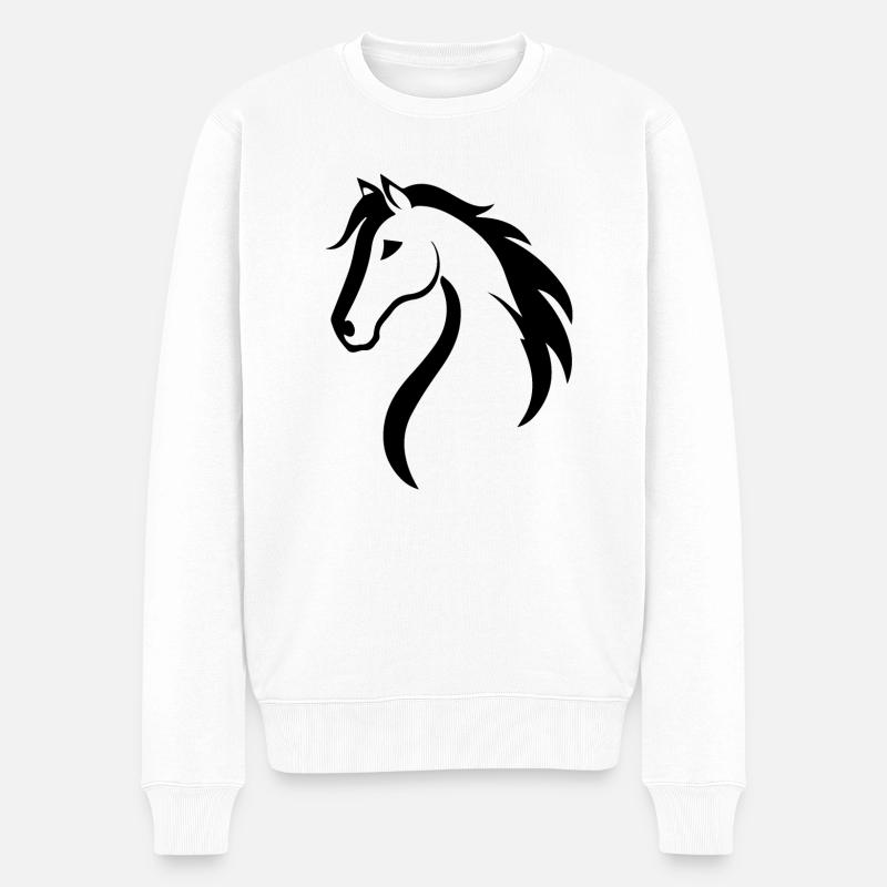 Cheval Chevaux Équitation Cavalier - Pull Premium bio Homme - blanc